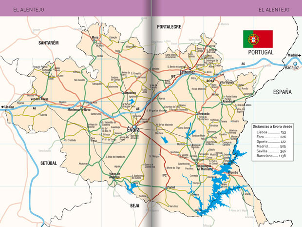 Mapa do Alentejo Central.