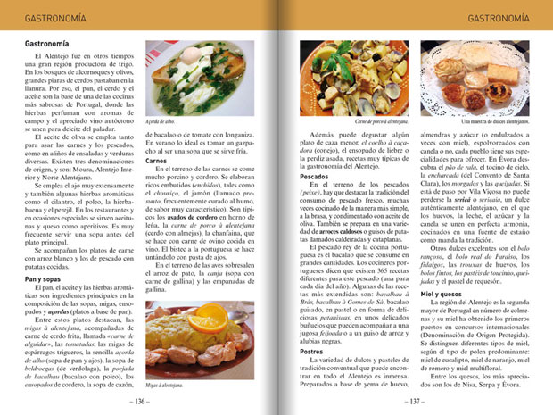 Páginas de informação gastronómica do Guia de Évora e o Alentejo Central